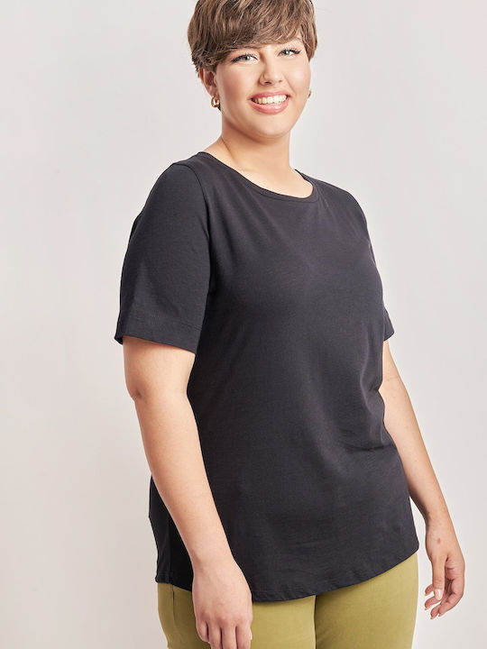 Bluza Damă Bumbac Mâneci Scurte Neagră