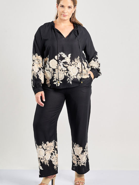 Femei Din material textil Pantaloni cu elastic Floral Floral Border