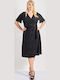 Rochie De Vară Midi Wrap-Around Neagră