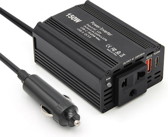 Inverter Invertor Auto 150W pentru Convertirea 12V DC în 220V AC
