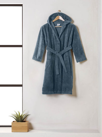 Cannon Kids Hooded Bathrobe Dark Petrol