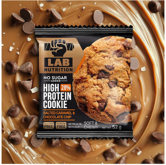 Lab Nutrition High Riegel mit 28% Protein & Geschmack Salted Caramel Chocolate Chip 52gr