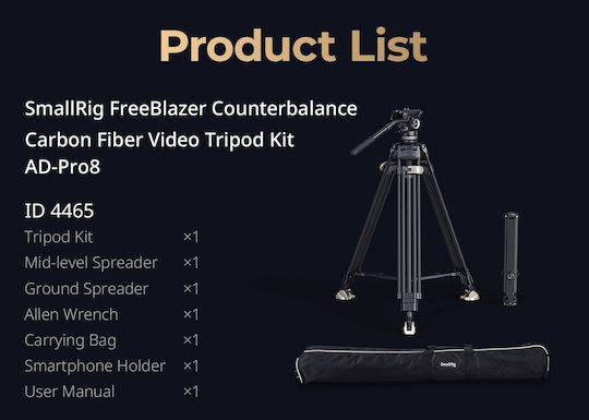 Smallrig Freeblazer Ad-pro8 Kit Trepied Video cu Contrabalans din Fibră de Carbon 4465