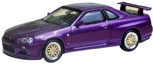 Nissan R34 V-spec Violet Car Model 1:64 Stance Hunter
