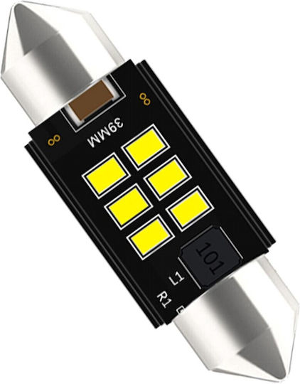 Vencore 3216-10148 C5w Festoon Canbus Gen4 39mm Λάμπα Led Σωληνωτή Βάση C5w 39mm Festoon Canbus Gen4 6 Smd 3020 2w 330 Lumen 8-48 Volt Ψυχρό Λευκό 6000k