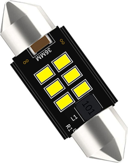 Vencore 3216-10140 C5W Festoon Canbus Gen4 36mm LED Tube Lamp Base C5W 36mm Festoon Canbus Gen4 6 SMD 3020 2W 330 Lumen 8-48 Volt Cold White 6000K