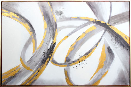 Wandbild Leinwand Handgefertigtes Ölgemälde 90x60 cm Relief Goldene Rahmen Keskor 82581