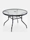 Sitting Room Outdoor Free Standing Table with Glass Surface and Metal Frame Brown 70x70x45.5cm