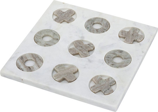 Artekko Tic Tac Toe Gri Marmură Decor Pentru Masă Tăbliță Albă Bază 23x23x1.5 Cm
