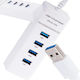 Verk Group USB-Hub 4 Anschlüsse USB 3.0 mit USB-A Anschluss Weiß