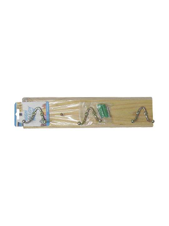 AGC Κρεμάστρα Τοίχου Ξύλινη 3 Θέσεων Καφέ 29x6.5cm