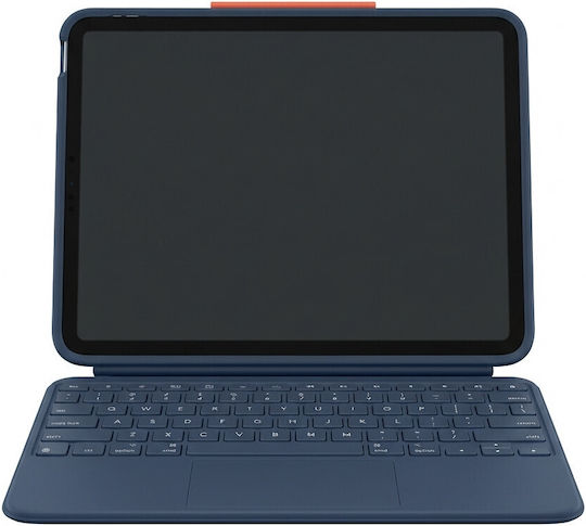 Logitech Rugged Combo 4 Flip Cover Ανθεκτική με Πληκτρολόγιο στα Γερμανικά Μπλε (iPad 10th Gen)