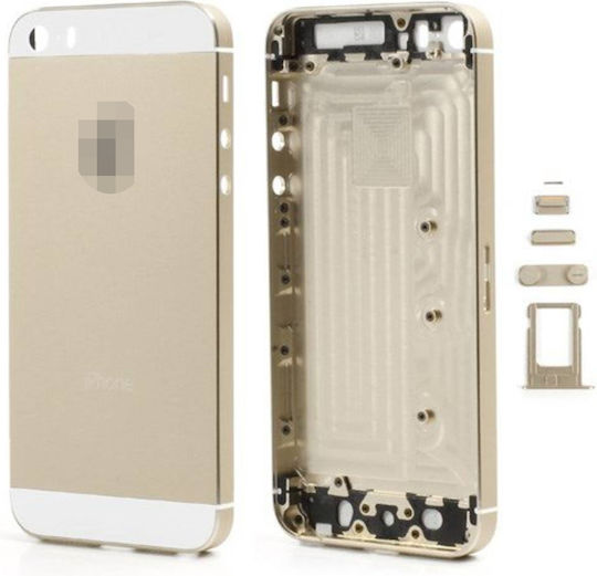 Πίσω Καπάκι Μπαταρίας Iphone 5s Logo Πλήκτρα Βάση Sim Υψηλής Ποιότητας Χρυσό