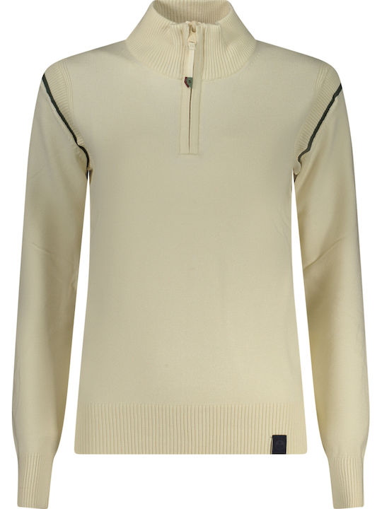 Women's Long Sleeve Sweater with Zipper White