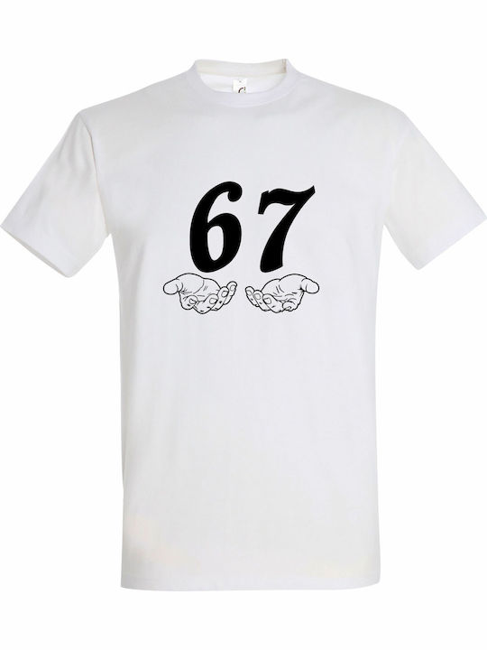 Tricou Unisex Six Seven Meme Funny Hands Alb
