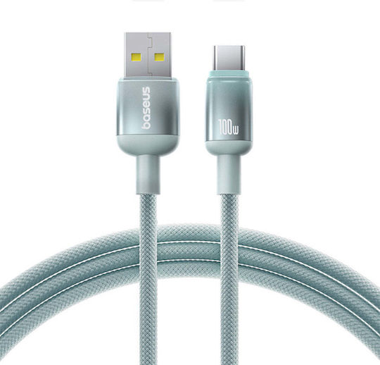 Baseus Cablu USB 2.0 Braided USB-C Masculin - USB-A 100W Albastru 1m E0420801
