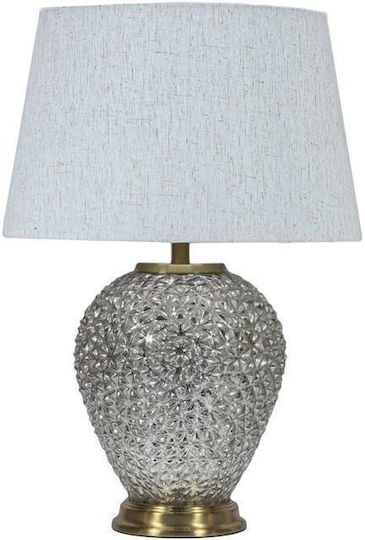 Fylliana Fl25195 Glass Vintage Table Lamp for Socket E27 with White Shade and Gold Base