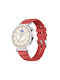Monochrome Silicone Strap Huawei Watch GT 6 41mm GT 5 41mm GT 4 41mm Silver Buckle Red