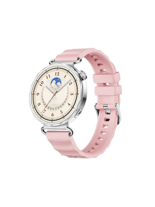 Monochrome Silicone Strap Huawei Watch Gt 6 41mm Gt 5 41mm Gt 4 41mm Silver Buckle Pink