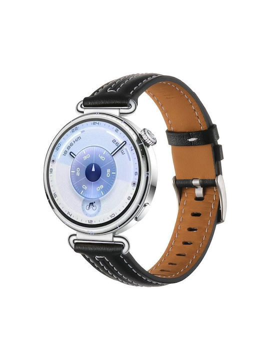 Silver Leather Bracelet Huawei Watch GT 6 41mm GT 5 41mm GT 4 41mm Black
