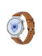 Silver Leather Bracelet Huawei Watch GT 6 41mm GT 5 41mm GT 4 41mm Yellow Brown