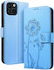 Zanaé Wallet Case Iphone 15 Premium Design Flowers Butterfly Light Blue