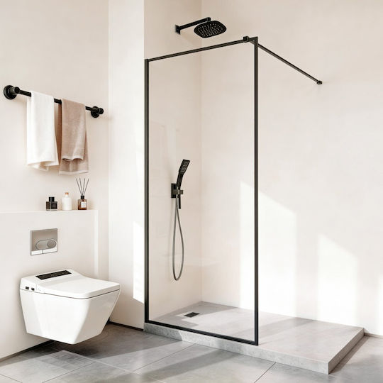 Vevor Σταθερό Πλαϊνό Ντουζιέρας 86.4x187cm Clear Glass Black Matt Vevor Σταθερό Πλαϊνό Ντουζιέρας 86.4x187cm Clear Glass Black Matt