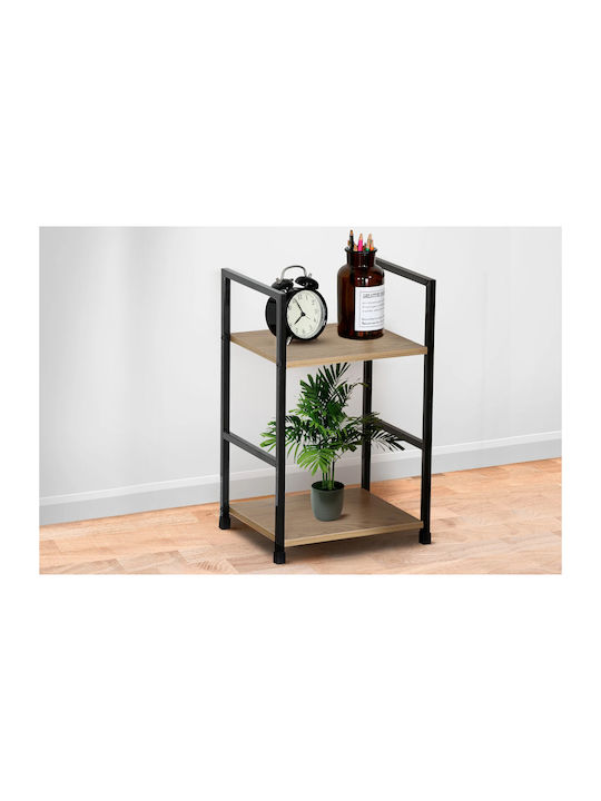 Βιβλιοθήκη Artemis-3048 Δρυς 2 Ράφια 29,1x23,5x48εκ Μαύρος Μεταλλικός Σκελετός