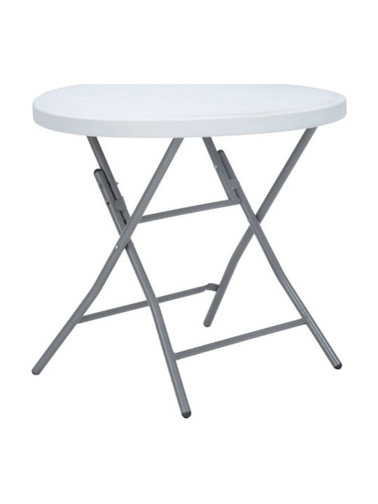 Auxiliary Outdoor Foldable Table with Plastic Surface and Metal Frame Pink 80x80xcm