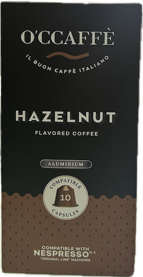 O'Ccaffè Kapseln Espresso Haselnuss Kompatibel mit Maschine Nespresso 10Mützen