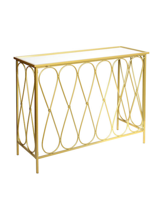 Metal Console Table with Mirror Golden L100xW36xH80cm