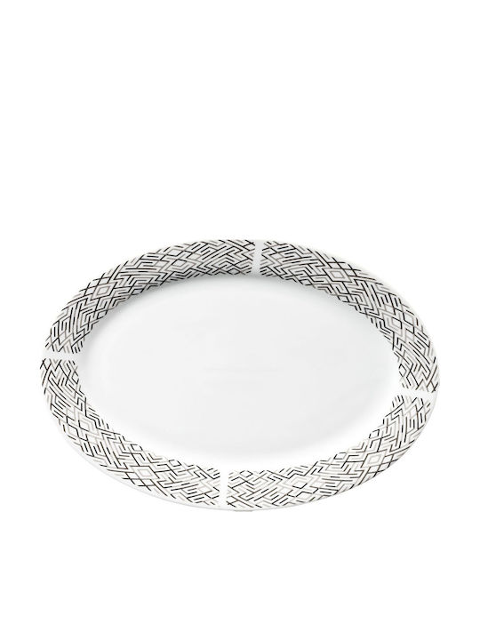 Ankor Lines Serving Platter made of Porcelain Gray