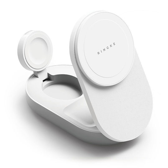 Ringke Kabelloses Ladegerät Qi2 25W Weißs (3-in-1 Magnetic Wireless Charging folding Stand)