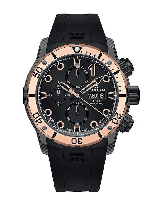 Edox Men's Watch Automatic with Black Rubber Strap