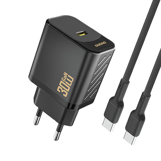 Dudao Φορτιστής GaN με Θύρα USB-C και Καλώδιο USB-C - USB-C 30W Power Delivery Μαύρος (A27PCEU)