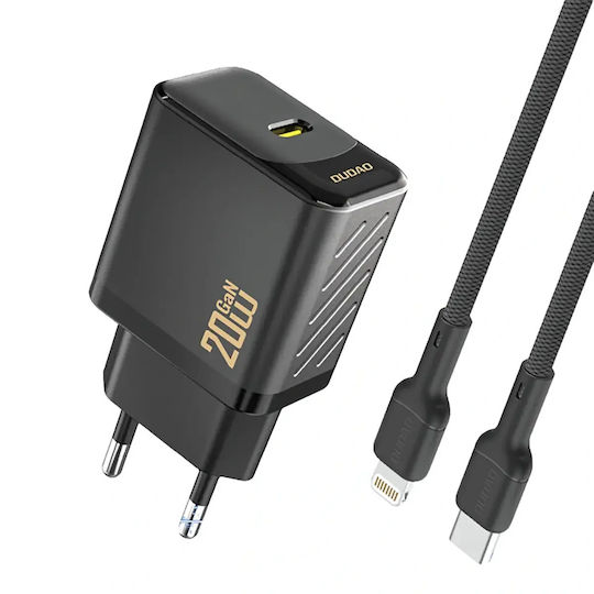 Dudao Charger GaN with USB-C Port and Cable USB-C - USB-C 20W Power Delivery Blacks (A26LEU)