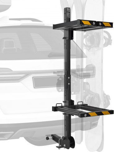 Vevor Folding Ski & Snowboard Tow Bar Rack Fits 50 Mm Hitch Carries Up To 6 Ski Pairs or 4 Snowboards Adjustable Car Rack Lock Safety Strap Access Tilt