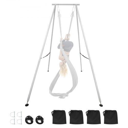 Yoga Frame Stand Vevor 3m Length Swing Stand Maximum Load 250 Kg Triangular Structure Aerial Equipment Bases Aerial Silk Yoga Lovers Non-Slip Base Lightweight Detachable Design