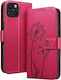 Zanaé Wallet Case Iphone 15 Premium Design Flowers Butterfly Red