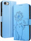 Zanaé Wallet Case Iphone 7 8 Se 2022 Premium Design Flowers Butterfly Light Blue