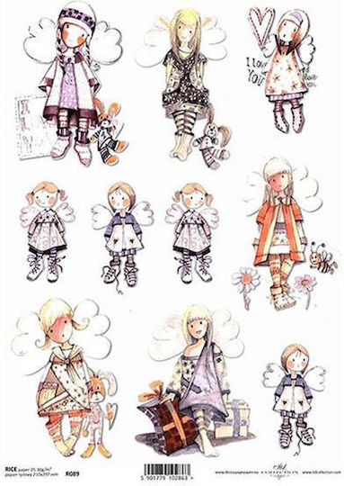 256110 Rice Paper Angels 21x29cm Itd-r089 Set 3 Pieces