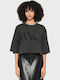 Γυναικείο Oversized Crop T-shirt Dark Grey Melange
