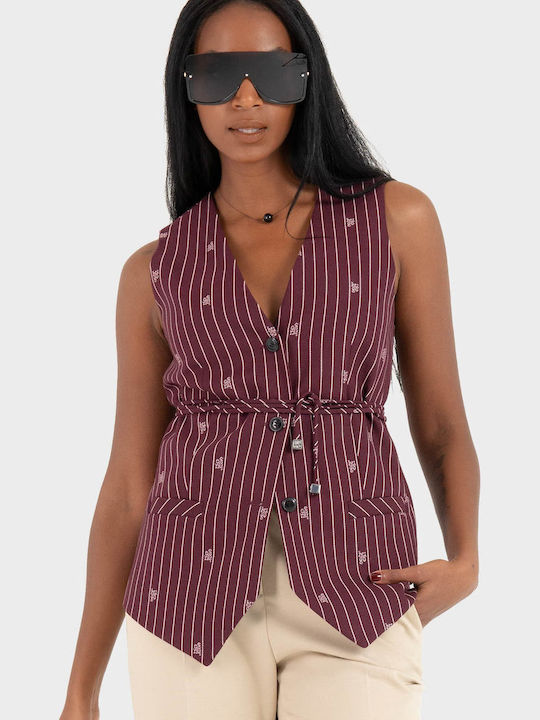 Autana Damen Bluse Ärmellos Burgundisch
