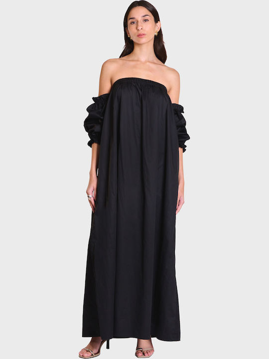 Καλοκαιρινό Maxi Βραδινό Φόρεμα Strapless Black