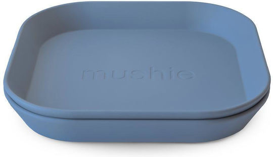 Mushie Baby Food Plate Twilight made of Plastic Blue 2pcs
