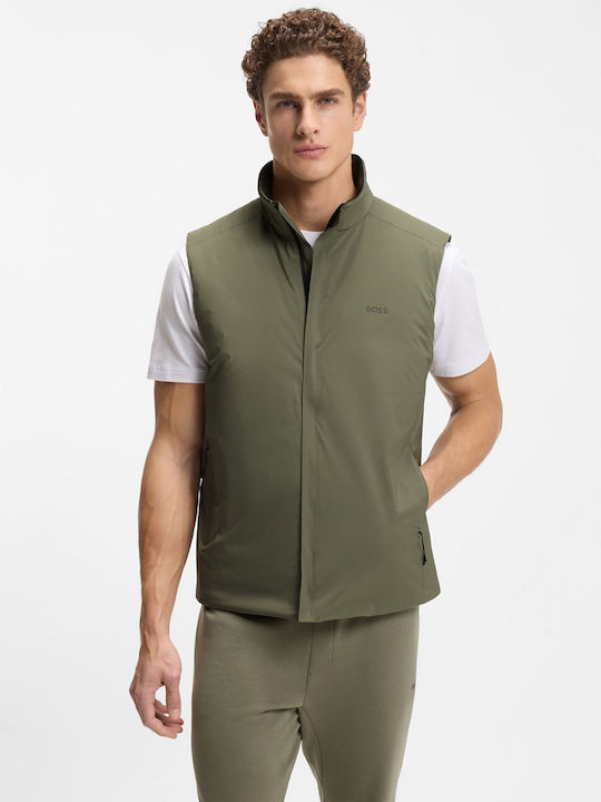 Boss Logo Logo Sleeveless Jacket Waterproof Olive