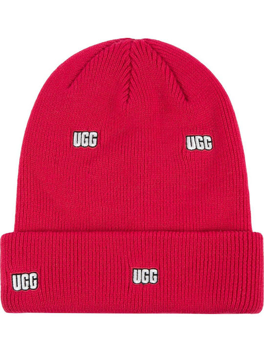 Scatter Graphic Logo Beanie Beanie Knitted in Fuchsia color