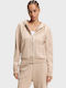 Women's Sweatshirt Cardigan Hooded Light Salmon