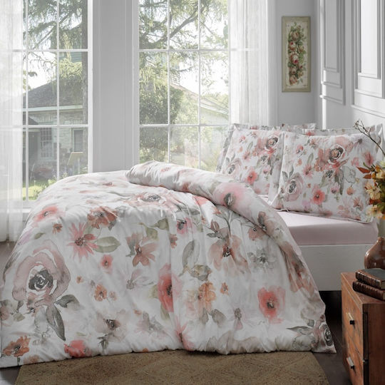Tac Set Huse Pentru Pilote 160x220cm Simplă Cu Față De Pernă Și 1 Cearșaf Salmon