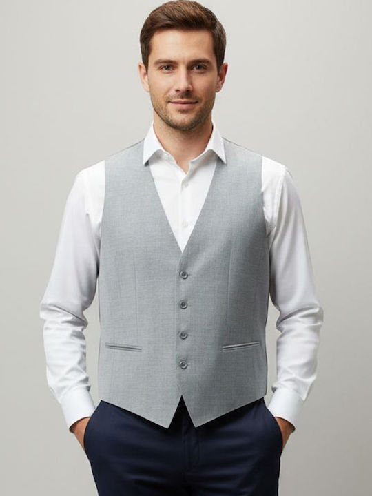 Boss Men's Vest Slim Fit Open Grey